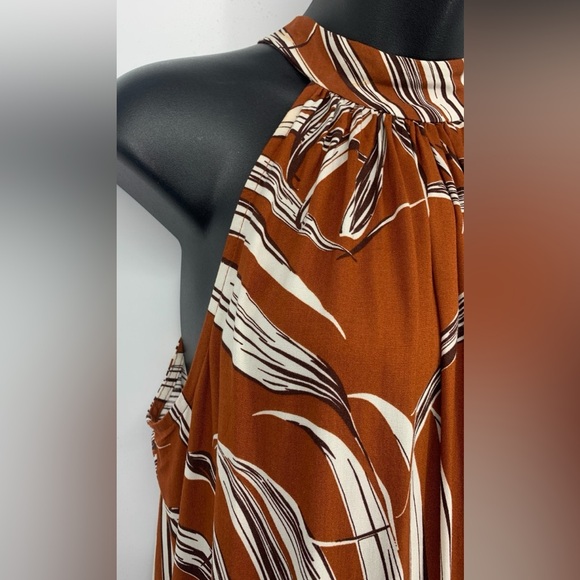 1. State Brown and White Leaf Print Maxi Dress - Picture 4 of 8